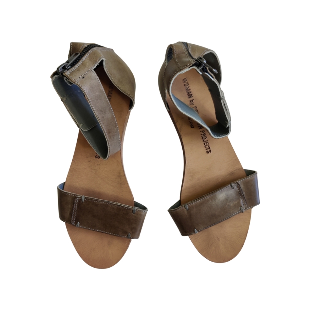 Common Projects Olive Brown Leather Ankle-Strap Sandals